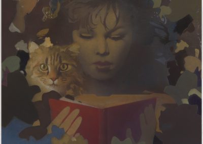 Cecile with cat and book version two